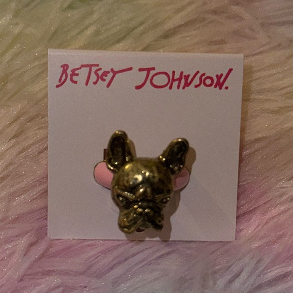 Betsey Johnson Frenchie enamel ring